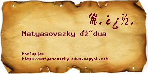 Matyasovszky Édua névjegykártya